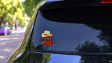 I Love You Dad Cowboy Fathers Day Sticker on a Rear Car Window (New) example