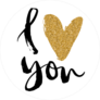 I Love You With Gold Glitter Heart Sticker