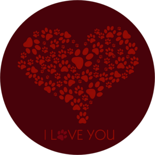 I Love You With Paw Print Heart Sticker
