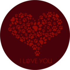 I Love You With Paw Print Heart Sticker