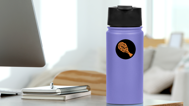 I Make A Good Fried Chicken Illustration In Black Sticker on a Water Bottle (New) example
