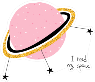 I Need My Space Pink Planet Sticker