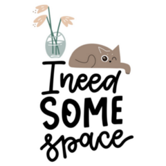I Need Some Space Typography with Cat and Plant Sticker
