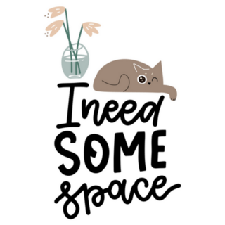 I Need Some Space Typography with Cat and Plant Sticker