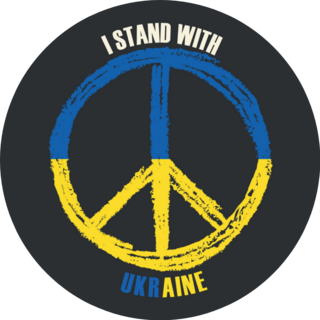 I Stand With Ukraine Peace Sign Lettering Sticker