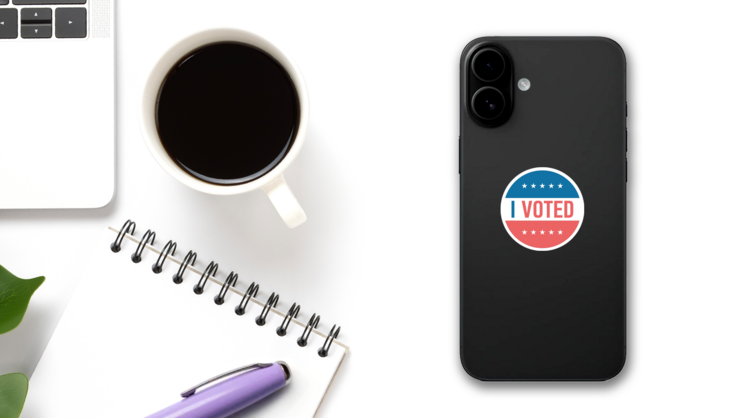 I Voted Illustration Sticker on a Phone (New) example