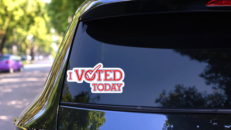 I Voted Today Die Cut Stickers on a Rear Car Window (New) example