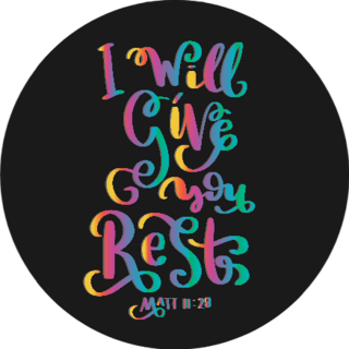 I Will Give You Rest Rainbow Bible Quote Sticker