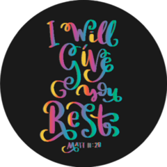 I Will Give You Rest Rainbow Bible Quote Sticker