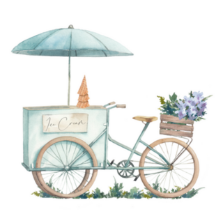 Ice Cream Bicycle Illustration Italian Street Gelato Sticker
