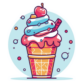 Ice Cream Blue Sundae Sticker