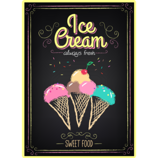 Ice Cream Chalkboard Menu Sticker