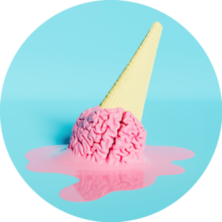 Ice Cream Cone With Melted Pink Brain Sticker