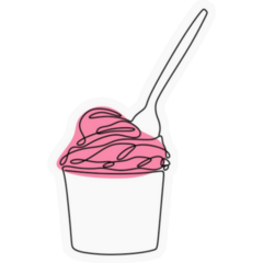 Ice Cream Cup Line Art Gelato In italy Sticker