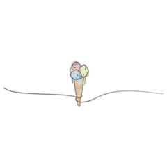 ice Cream Line Art Summer Sticker 