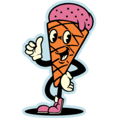 Ice Cream Mascot Blue Sticker