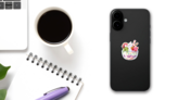 Ice Cream Sundae Deluxe Toppings Sticker on a Phone (New) example
