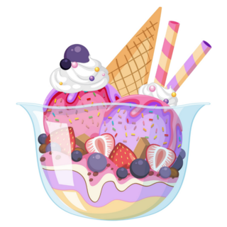 Ice Cream Sundae With Fruit Toppings Sticker