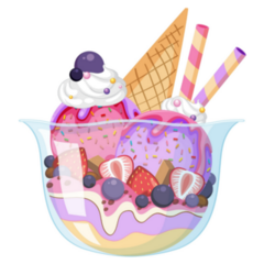 Ice Cream Sundae With Fruit Toppings Sticker