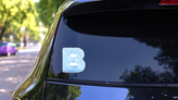 Ice Font Letter B Sticker on a Rear Car Window (New) example