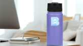 Ice Font Letter B Sticker on a Water Bottle (New) example