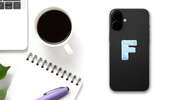 Ice Font Letter F Sticker on a Phone (New) example
