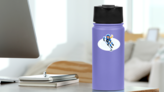 Ice Hockey Female Player Cartoon Sticker on a Water Bottle (New) example