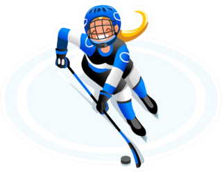 Ice Hockey Female Player Cartoon Sticker