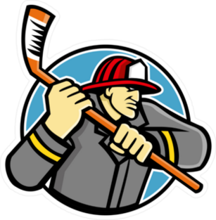 Ice Hockey Firefighter Mascot Sticker