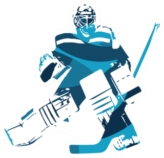 Ice Hockey Goalie, Abstract Blue Illustration Sticker