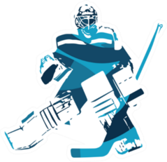 Ice Hockey Goalie, Abstract Blue Illustration Sticker