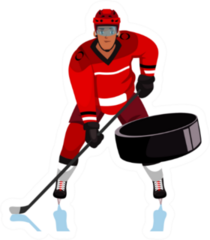 Ice Hockey Player Flat Illustration Sticker