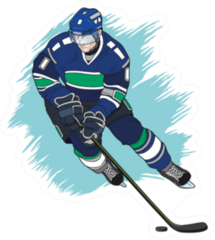Ice Hockey Player On Blue Sketch Sticker