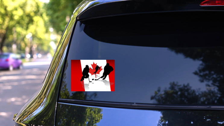 Ice Hockey Players Sticker on a Rear Car Window (New) example