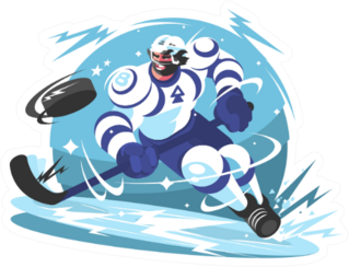 Ice Hockey Team Player With Stick And Puck Illustration Sticker