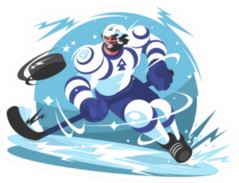 Ice Hockey Team Player With Stick And Puck Illustration Sticker