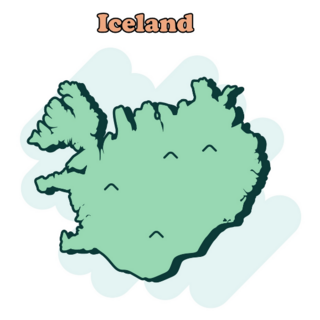 Iceland Comic Map Sticker