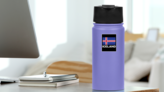 Iceland Flag Black Sticker on a Water Bottle (New) example