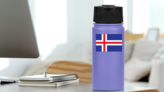 Iceland Flag Sticker on a Water Bottle (New) example