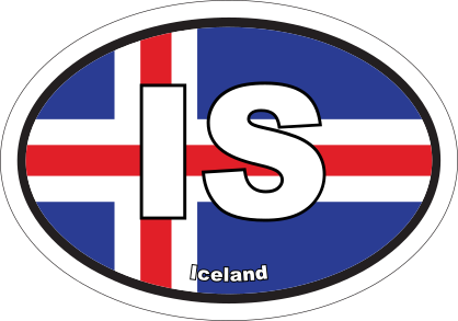 Iceland Is Flag Oval Sticker