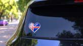 Iceland Shiny Heart Sticker on a Rear Car Window (New) example