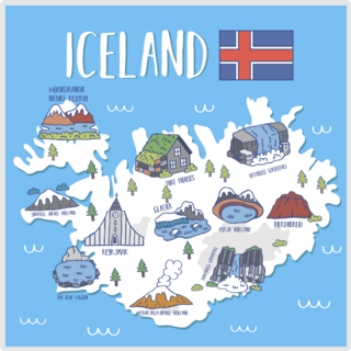 Iceland Travel Map Sticker