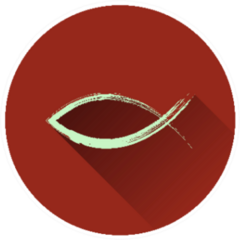 Ichthus Fish In Burgundy Circle Sticker