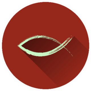 Ichthus Fish In Burgundy Circle Sticker