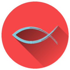 Ichthus Fish On Pink Circle Sticker