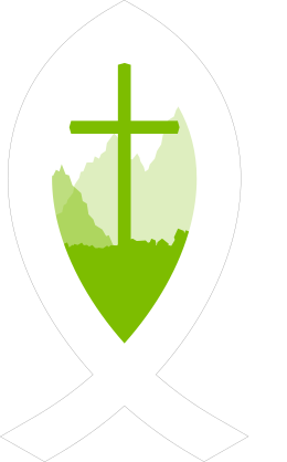 Ichthus with Cross in Grass Sticker