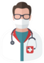 Icon Of Cartoon Doctor In Medical Mask Sticker