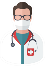 Icon Of Cartoon Doctor In Medical Mask Sticker