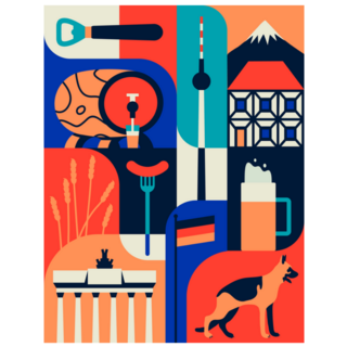 Icon Set Of Germanys Symbols Abstract Illustration Sticker