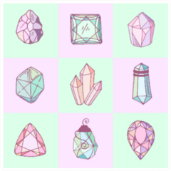 Icon Symbols Collection With Gemstones Jewel Pastel Sticker